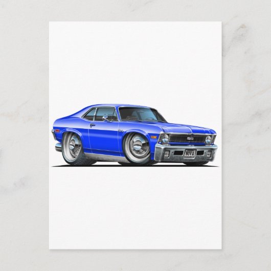 Chevy Nova Blue Car Briefkaart (Voorkant)
