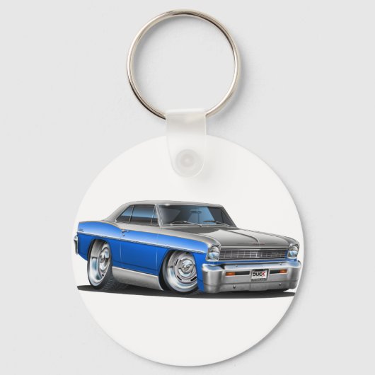 Chevy Nova Blue-Grey Car Sleutelhanger (Voorkant)