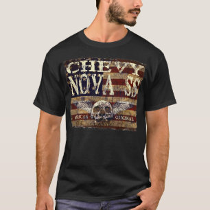 Chevy Nova SS Design against Eroded Flag T-shirt