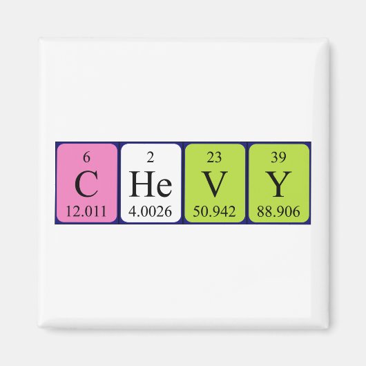 Chevy periodieke table name magnet (Voorkant)