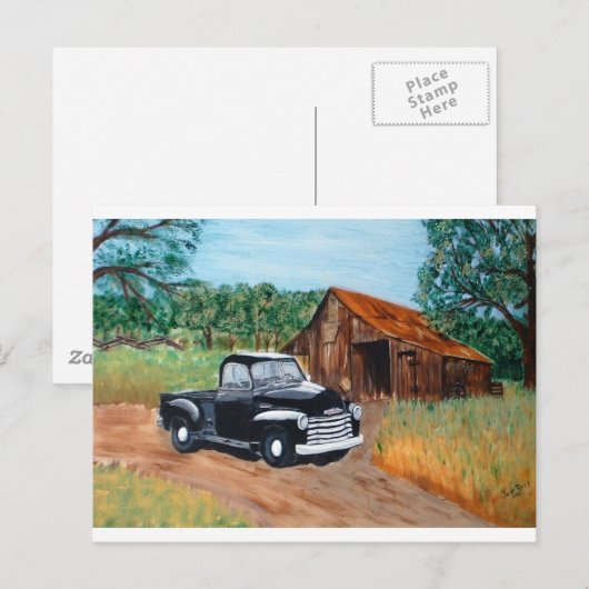 Chevy Pick-up en een oude schuur Briefkaart (Voorkant / Achterkant)