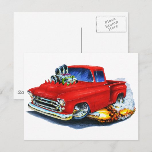 Chevy Pickup Red 1957 Briefkaart (Voorkant / Achterkant)