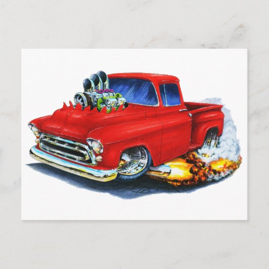 Chevy Pickup Red 1957 Briefkaart (Voorkant)