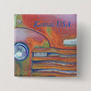 Chevy Rust Chevrolet Pickup Truck Vierkante Button 5,1 Cm