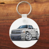 Chevy Silverado Dualcab White Truck Sleutelhanger (Voorkant)