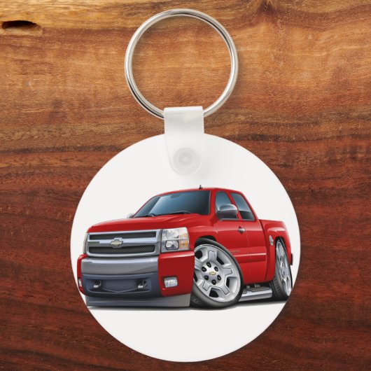 Chevy Silverado Red Extended Cab Sleutelhanger (Voorkant)