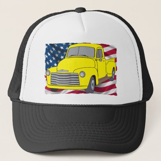  Chevy Truck met Amerikaanse vlag Trucker Pet (Voorkant)
