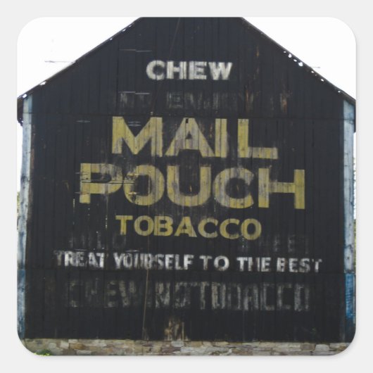 Chew Mail Pouch Tobacco Barn - Originele foto Vierkante Sticker (Voorkant)