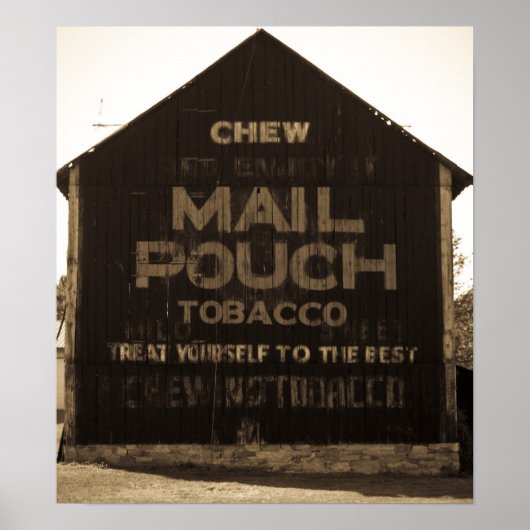 Chew Mail Pouch Tobacco Barn Sepia Poster (Voorkant)