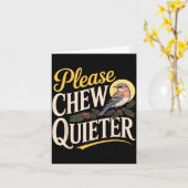 Chew Quieter Funny Vintage Bird Nature Illustratio Kaart (Gele Bloem)
