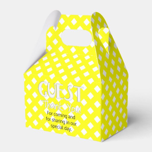 Chex 8-YELLOW-PARTIJ FAVOR BOX, Gable style Bedankdoosjes (Voorkant Zijde)