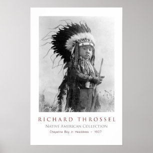 Cheyenne Boy op Headdress Poster
