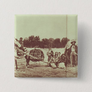 Cheyenne Indians on the Move, 1878 (foto) Vierkante Button 5,1 Cm