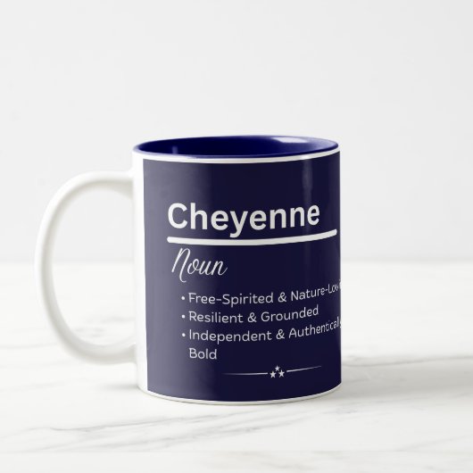 Cheyenne Personalized Girl Name Meaning Coffee Mug Tweekleurige Koffiemok (Links)