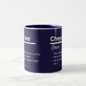 Cheyenne Personalized Girl Name Meaning Coffee Mug Tweekleurige Koffiemok (Center)