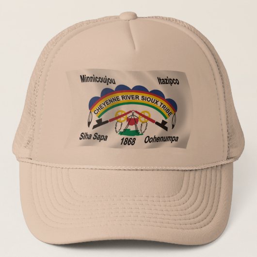 Cheyenne River Sioux Vlag Hoed Trucker Pet (Voorkant)