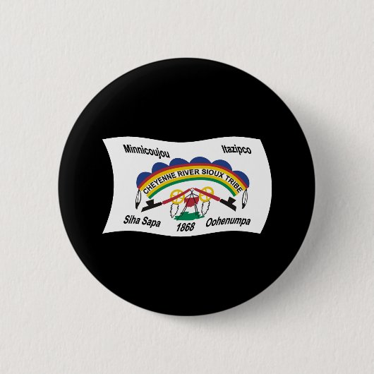 Cheyenne River Sioux Vlag Knop Ronde Button 5,7 Cm (Voorkant)
