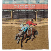Cheyenne Rodeo Bareback Bronc Riding Douchegordijn (Voorkant)