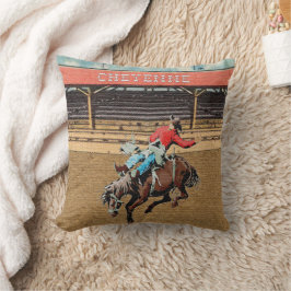 Cheyenne Rodeo Cowboy Bareback Bronc Rider Pillow Kussen