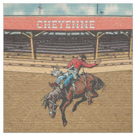 Cheyenne Rodeo Cowboy Bareback Bronc Riding Fabric Stof