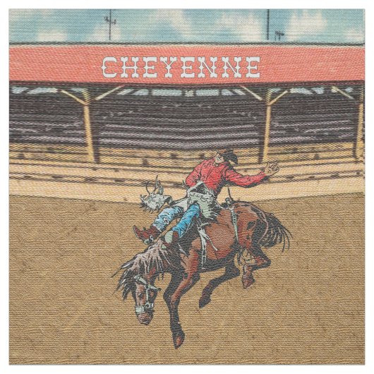 Cheyenne Rodeo Cowboy Bareback Bronc Riding Fabric Stof (Swatch)