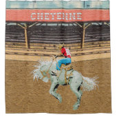 Cheyenne Rodeo Cowboy Saddle Bronc Rider Douchegordijn (Voorkant)