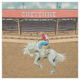 Cheyenne Rodeo Cowboy Saddle Bronc Riding Fabric Stof