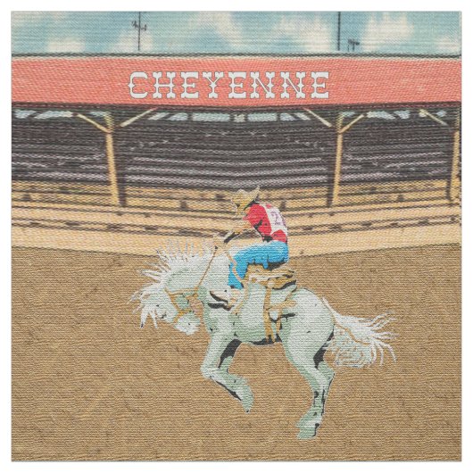 Cheyenne Rodeo Cowboy Saddle Bronc Riding Fabric Stof (Swatch)
