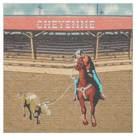 Cheyenne Rodeo Cowboy Steer/Team Roping Fabric Stof
