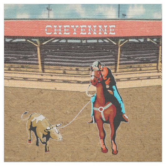 Cheyenne Rodeo Cowboy Steer/Team Roping Fabric Stof (Swatch)
