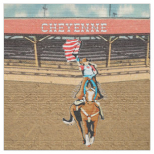 Cheyenne Rodeo Cowgirl Amerikaanse vlag stof 1