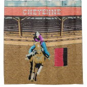 Cheyenne Rodeo Cowgirl Barrel Racer Douchegordijn (Voorkant)