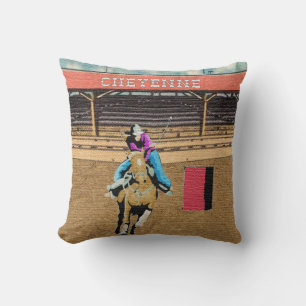 Cheyenne Rodeo Cowgirl Barrel Racing Kussen