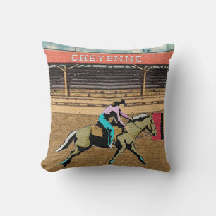 Cheyenne Rodeo Cowgirl Barrel Racing Pillow Kussen