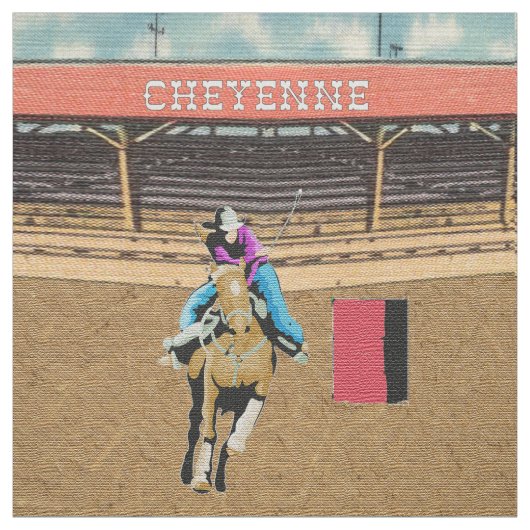 Cheyenne Rodeo Cowgirl Barrel Racing Stof (Swatch)