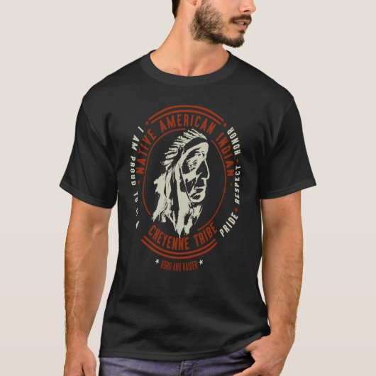 Cheyenne Tribe Native American Indian Retr T-shirt (Voorkant)