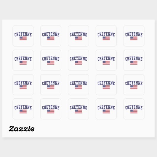 Cheyenne US Flag Vierkante Sticker (Vel)