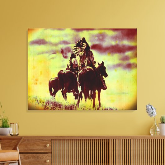  Cheyenne Warriors - Afdruk schilderij Canvas Afdruk (Insitu (Woonkamer))