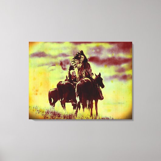  Cheyenne Warriors - Afdruk schilderij Canvas Afdruk (Voorkant)