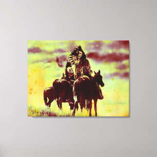  Cheyenne Warriors - Afdruk schilderij Canvas Afdruk