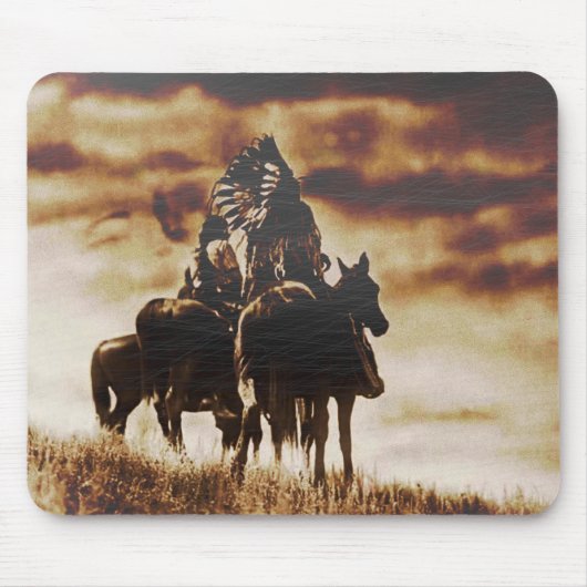 Cheyenne Warriors op het muisblok Horseback Muismat (Voorkant)