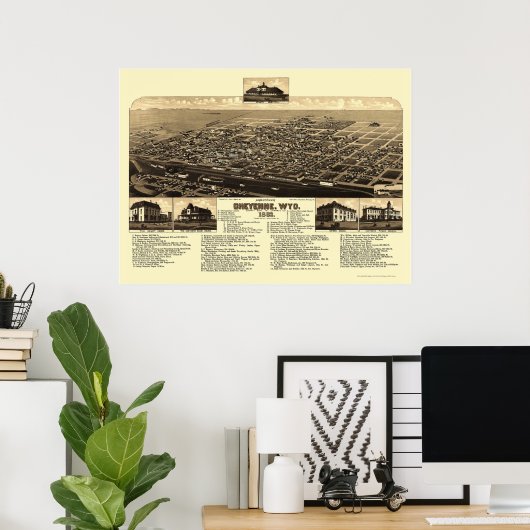 Cheyenne, WY Panoramic Map - 1882 Poster (Thuiskantoor)