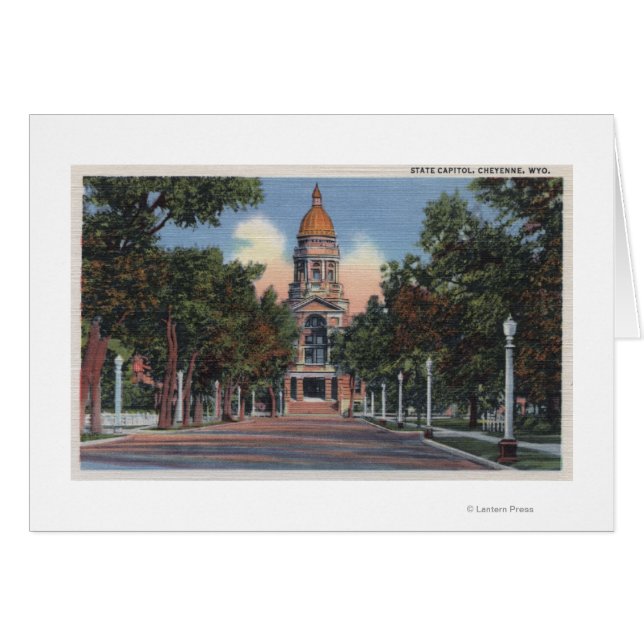 Cheyenne, WY - Uitzicht van staatskapitol en Drive (Voorkant Horizontaal)