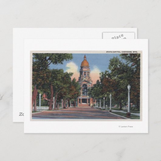 Cheyenne, WY - Uitzicht van staatskapitol en Drive Briefkaart (Voorkant / Achterkant)