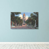 Cheyenne, WY - Uitzicht van staatskapitol en Drive Canvas Afdruk (Insitu (Houten vloer))