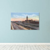 Cheyenne, WY - Union Pacific Railroad Station Canvas Afdruk (Insitu (Houten vloer))
