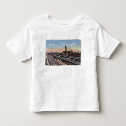 Cheyenne, WY - Union Pacific Railroad Station Kinder Shirts (Voorkant)