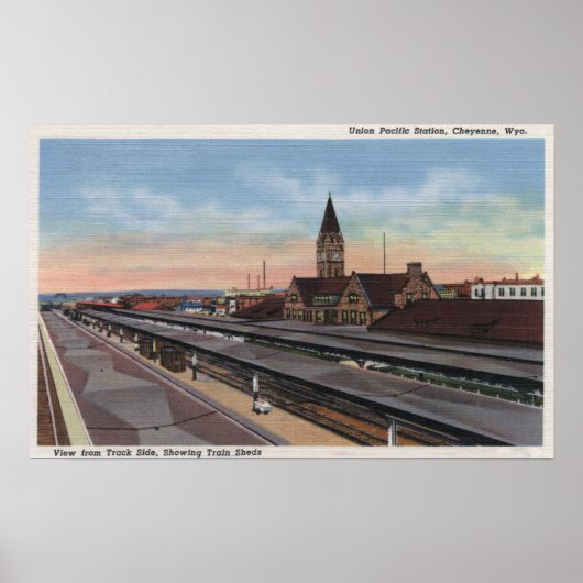 Cheyenne, WY - Union Pacific Railroad Station Poster (Voorkant)