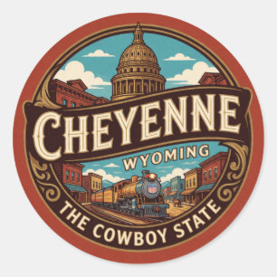 Cheyenne Wyoming Hoofdstad Westerse Reis Herinneri Ronde Sticker