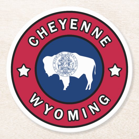 Cheyenne Wyoming Ronde Kartonnen Onderzetter (Voorkant)